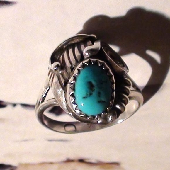 D Detendale Navajo Art Ring Turquoise Sterling SIZE 6 - Picture 7 of 7